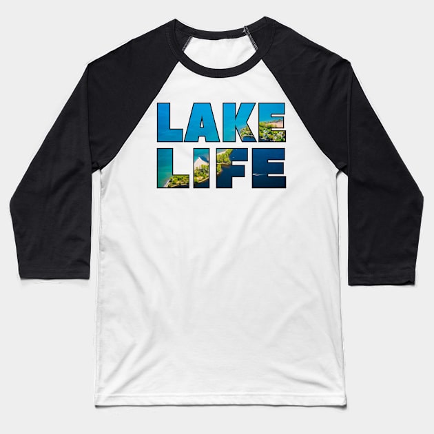 Lake Life - Great Lakes and Finger Lakes Aerial Design Baseball T-Shirt by CaptainHobbyist